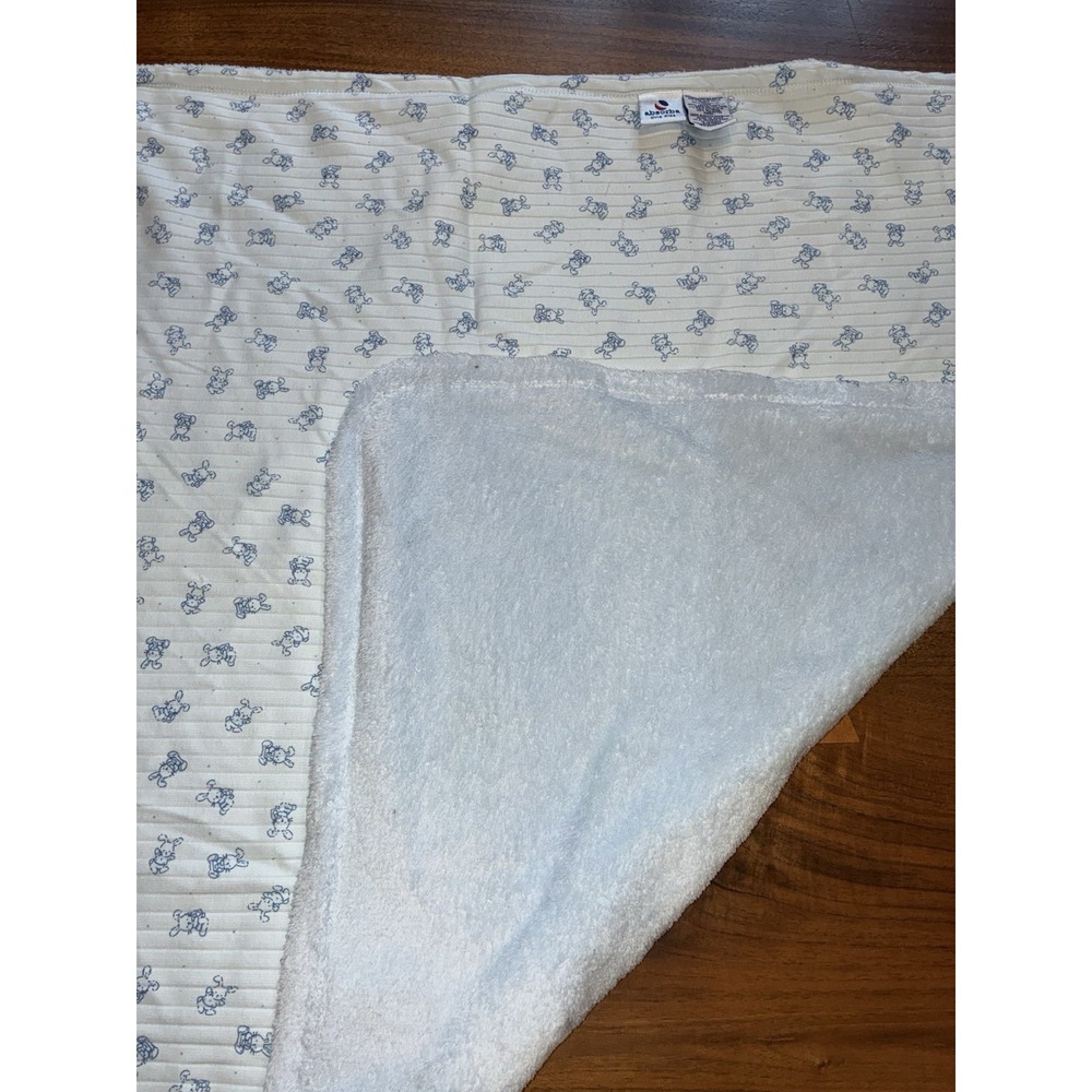 Absorba Soft Back Blue Bunnies Baby Blanket Organic Cotton